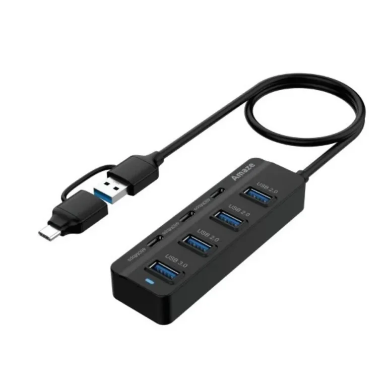 Amaze A327 Type C + USB 3.0 7 Port Hub Black