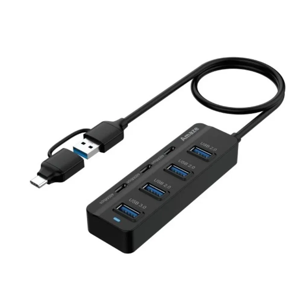 amaze-a327-type-c-usb-3-0-7-port-hub-black Amaze A327 Type C + USB 3.0 7 Port Hub Black