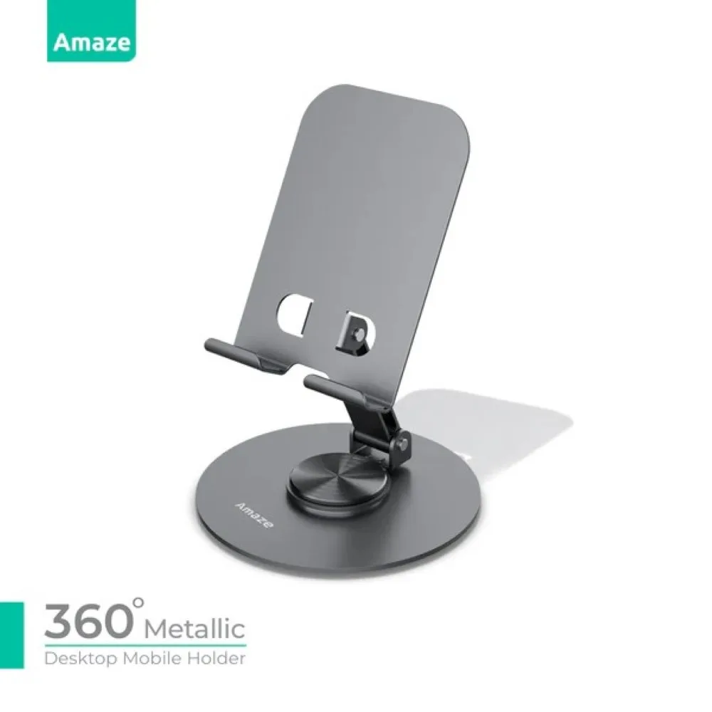 amaze-a560-360-degree-metallic-deskop-mobile-holder-gray - MegaComputer.pk Amaze A560 360 Degree Metallic Deskop mobile Holder – Gray