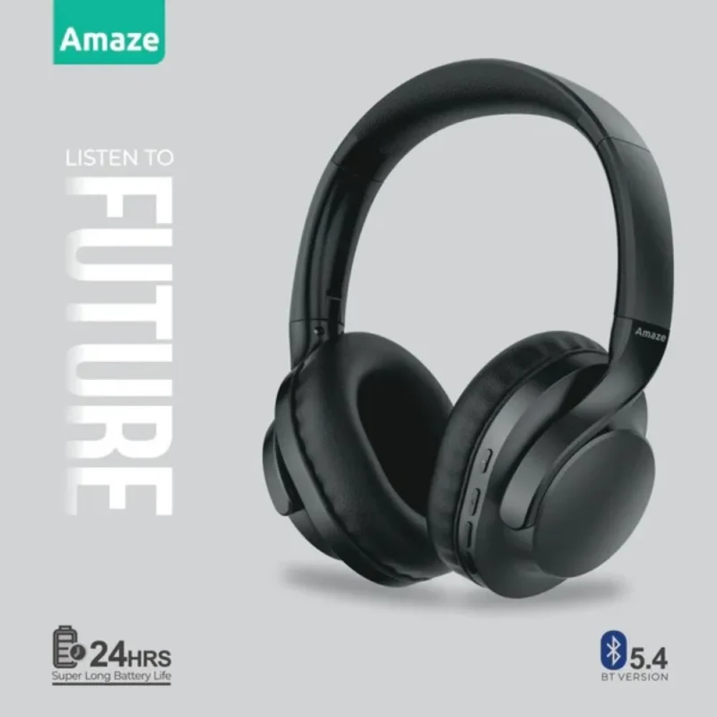Amaze A650 Strong Base Wireless Headphone With 24hrs Time – Dark Gray