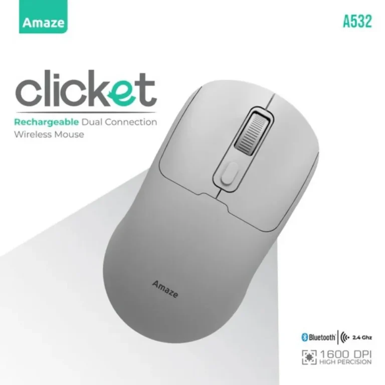 Amaze A712 Clicket Dual Wireless Rechargeable Mouse – Gray