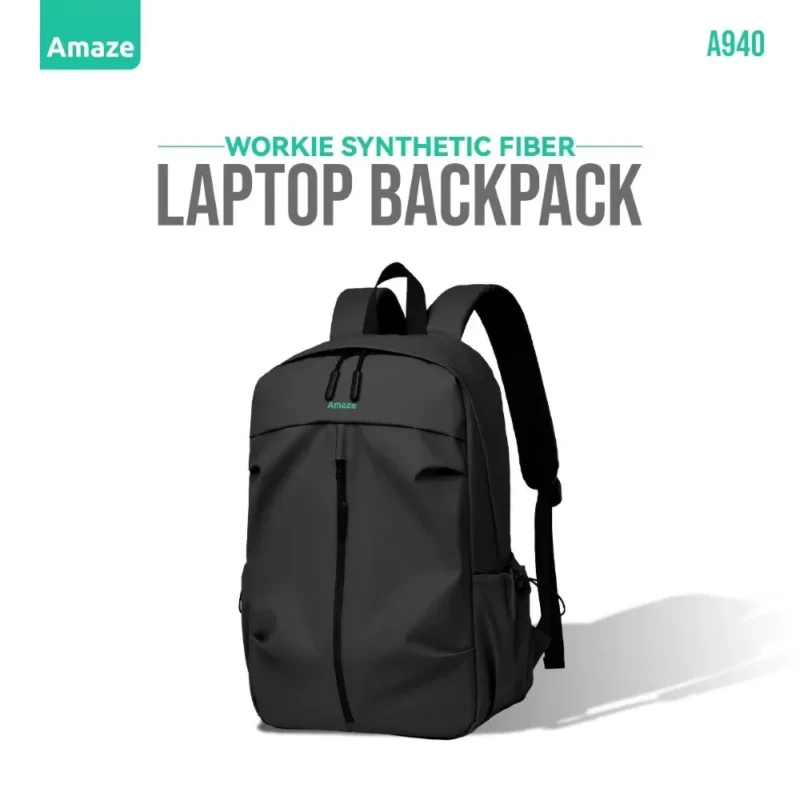 Amaze A940 Workie Synthetic Fiber Laptop Backpack – Black