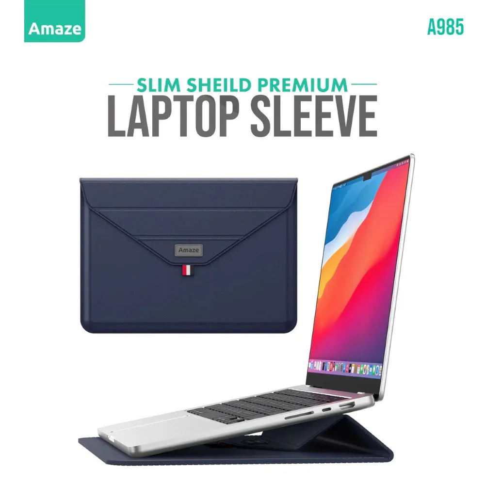 amaze-a985-slim-shield-premium-laptop-sleeve-15-16-inch-navy - MegaComputer.pk Amaze A985 Slim Shield Premium Laptop Sleeve 15/16 inch Navy Blue