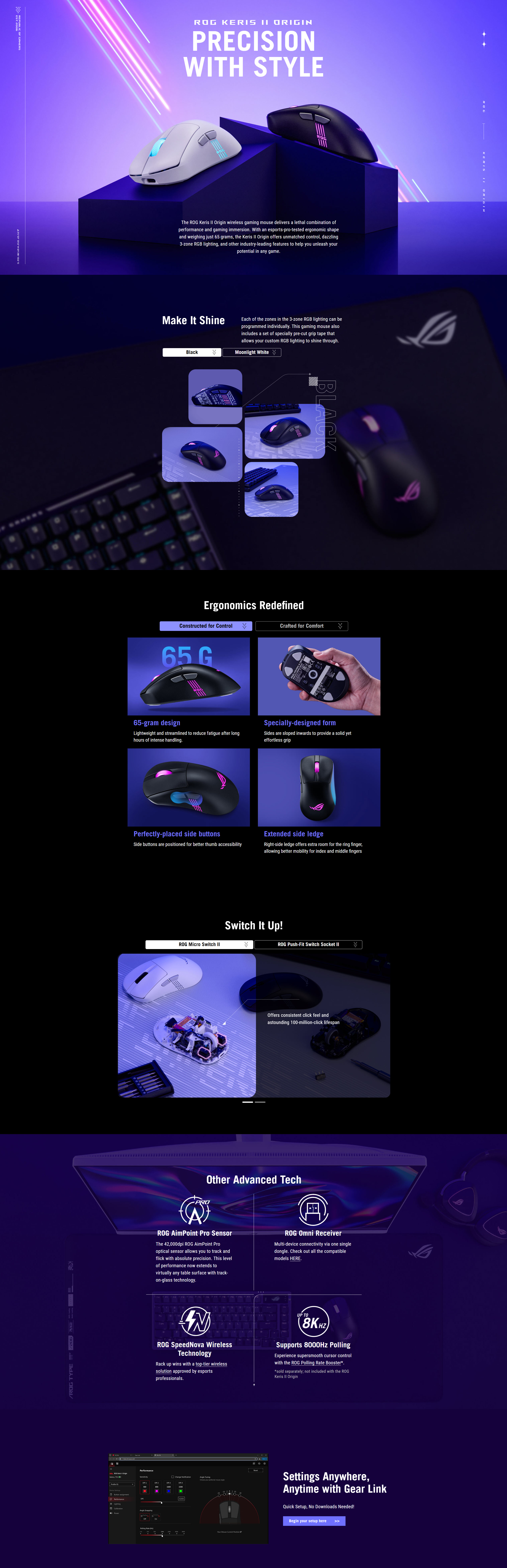 Asus P722 Rog Keris II Origin Wireless Gaming Mouse - Black