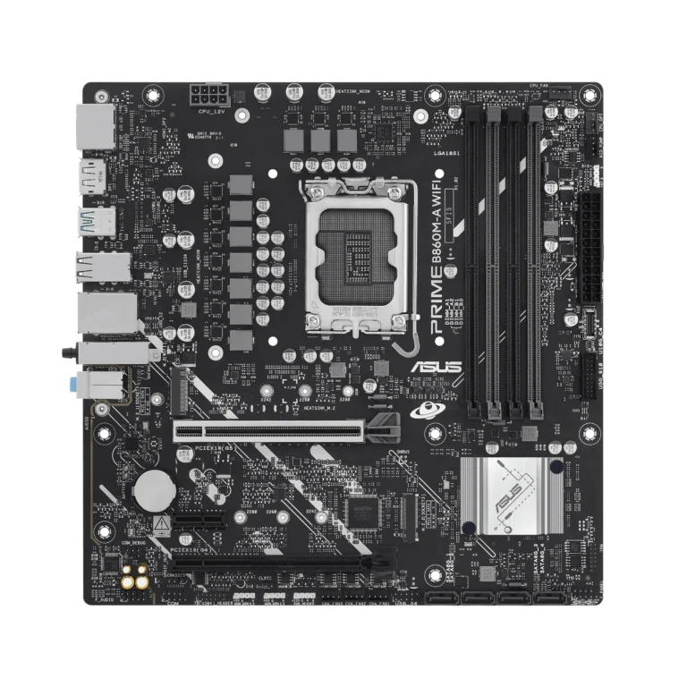 Asus PRIME B860M-A WIFI-CSM B860 LGA 1851 mATX motherboard, Intel® Core™ Ultra Series 2 Ready, Advanced AI PC-ready, 7+1+1+1 stage, DDR5, PCIe 5.0 x16, HDMI, USB 20Gbps Type-C®, 2x M.2, WiFi 6E, 2.5Gb LAN