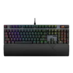 ASUS XA14 ROG Strix Scope II X 100% Gaming Keyboard, hot-swappable pre-lubed NX Snow V2 Mechanical switches, Multifunction Controls, PBT doubleshot keycaps, Silicone dampening Foam, and a Wrist Rest