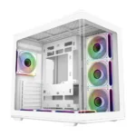 Cooler Master Elite 600 Panoramic ATX Mid Tower Case, Pre-installed 4x ARGB Fans – White
