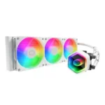 Cooler Master MasterLiquid 360 Core II White CPU Liquid Cooler Dual Chamber Pump Customizable aRGB Lighting Maintenance-Free Quiet Operation Easy Install
