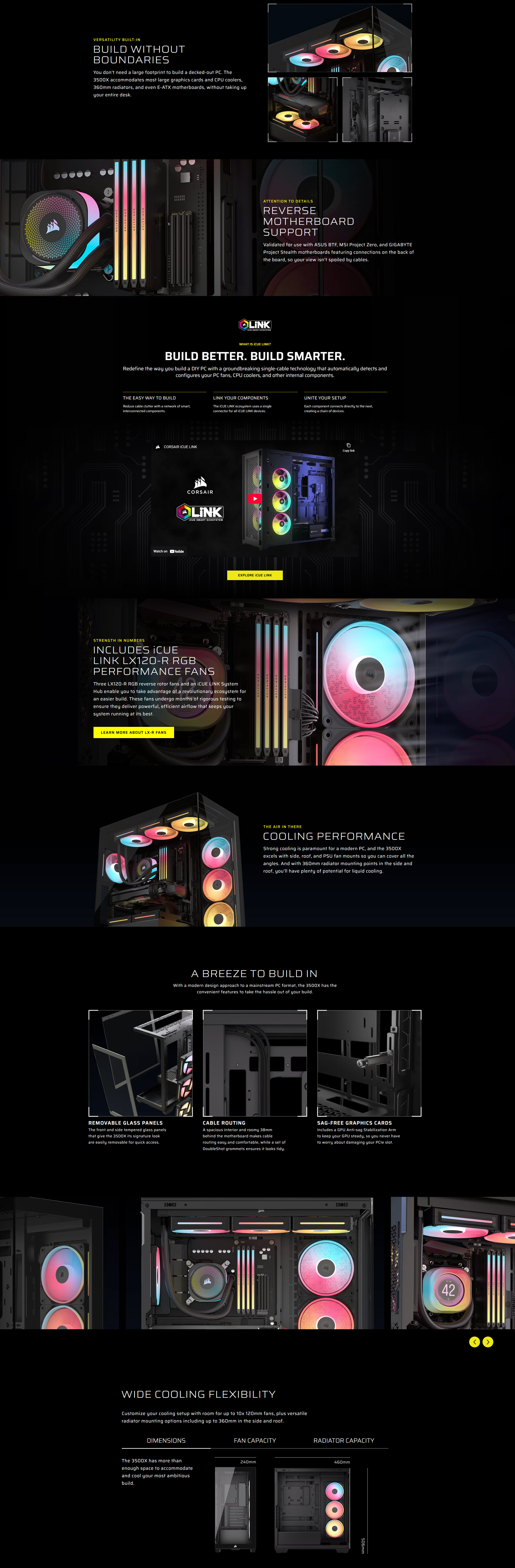 Corsair 3500X LX-R ARGB iCUE Link Tempered Glass Mid Tower PC Case - Black