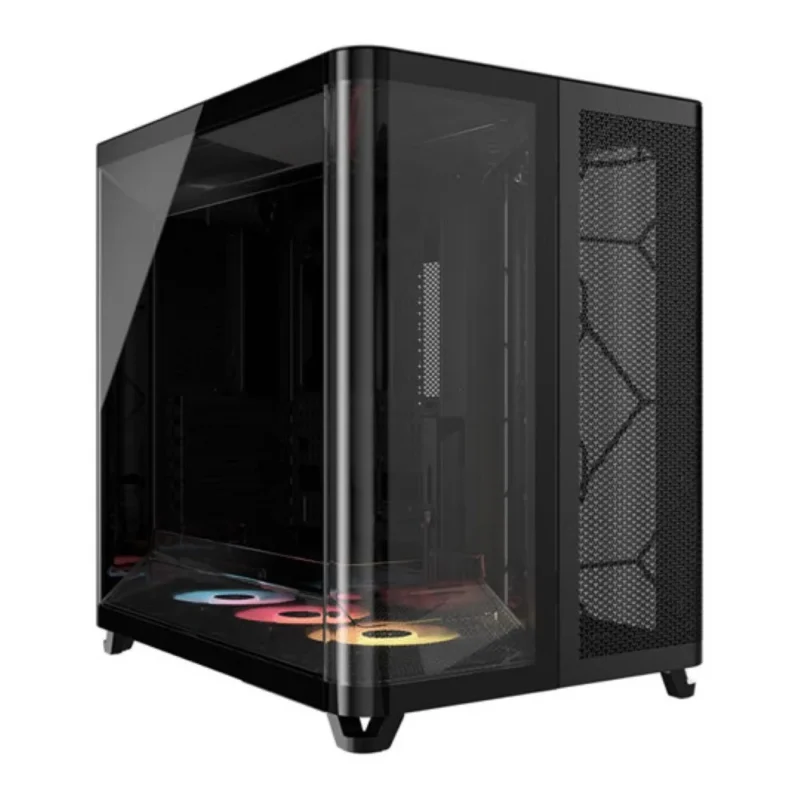 corsair-air-5400-rs-r-argb-triple-chamber-mid-tower-computer - MegaComputer.pk Corsair AIR 5400 RS-R ARGB Triple Chamber Mid-Tower Computer Case 3x RS-R 120mm Pre-Installed Fans Up to 360mm Radiator & 10x Fan Support Tempered Glass Panel Black