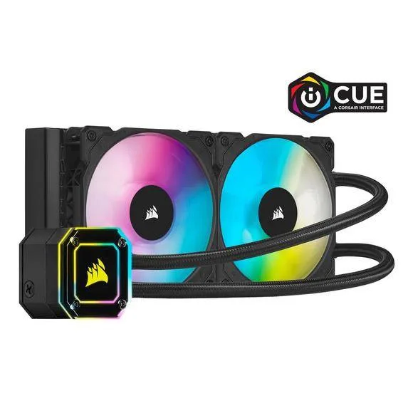 Corsair Hydro Series, iCUE H100i ELITE CAPELLIX, 240mm Radiator, Dual ML120 RGB PWM Fans, Powerful iCUE Software, Liquid CPU Cooler LGA 1700 Compatible