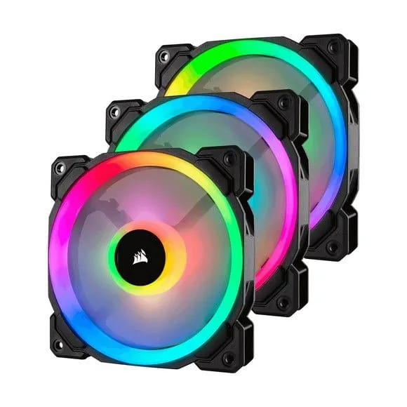 Corsair LL120 RGB 120mm Dual Light Loop RGB LED PWM Fan — 3 Fan Pack with Lighting Node PRO