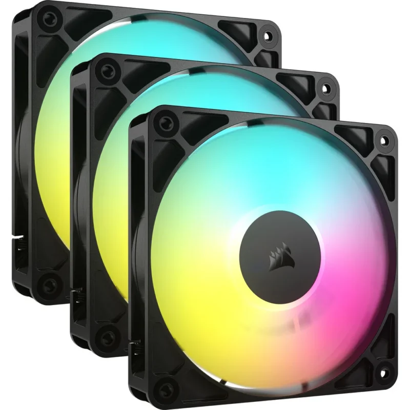 Corsair RS120 ARGB 120mm PWM Fan (Black, 3-Pack)