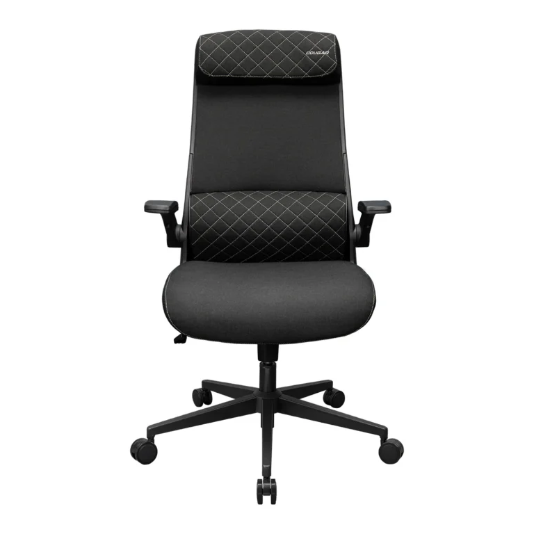 Cougar STRYDER Chair, Imitation Linen Material, Adjustable Headrest, Multi-Density Foam Seat, Ergonomically Contoured Lumbar Zone, Class 4 Gas Lift Cylinder, Black