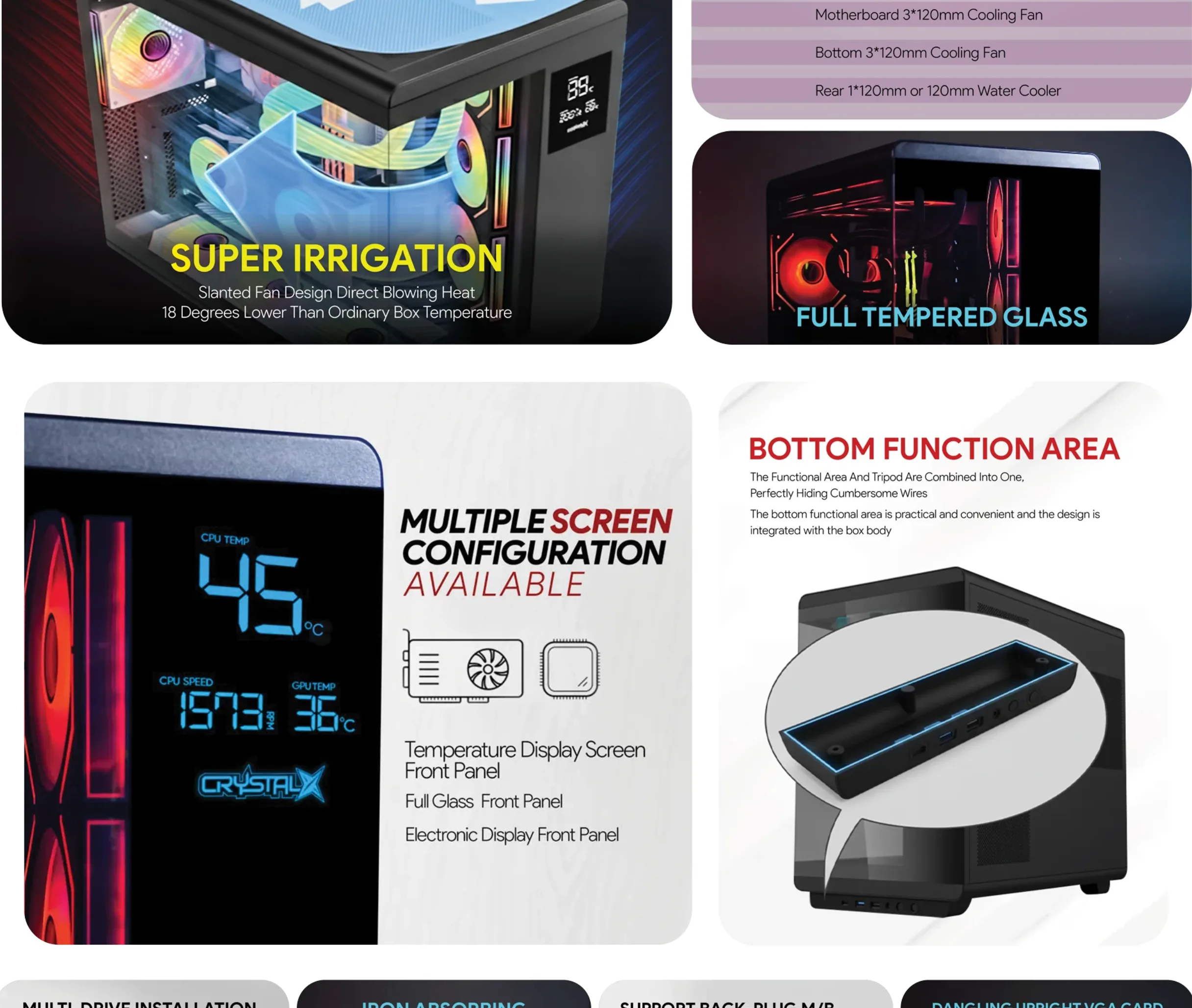 CrystalX CyberVision U600B-N Mid Tower Gaming Case Black - spec 2 - MegaComputer.pk