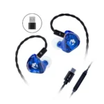 EPZ G10 Earphones Wired HIFI 10MM LCP Dynamic Driver IEM In Ear Monitor 0.78 2 Pin Detachable Cable Earbuds Gaming Headset – Type-C With Mic – Sea Blue