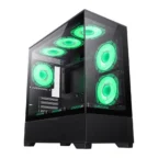 GameMAx Vista MB Micro ATX tower – Aesthetic looks airflow focus Glass to Glass full view – Black