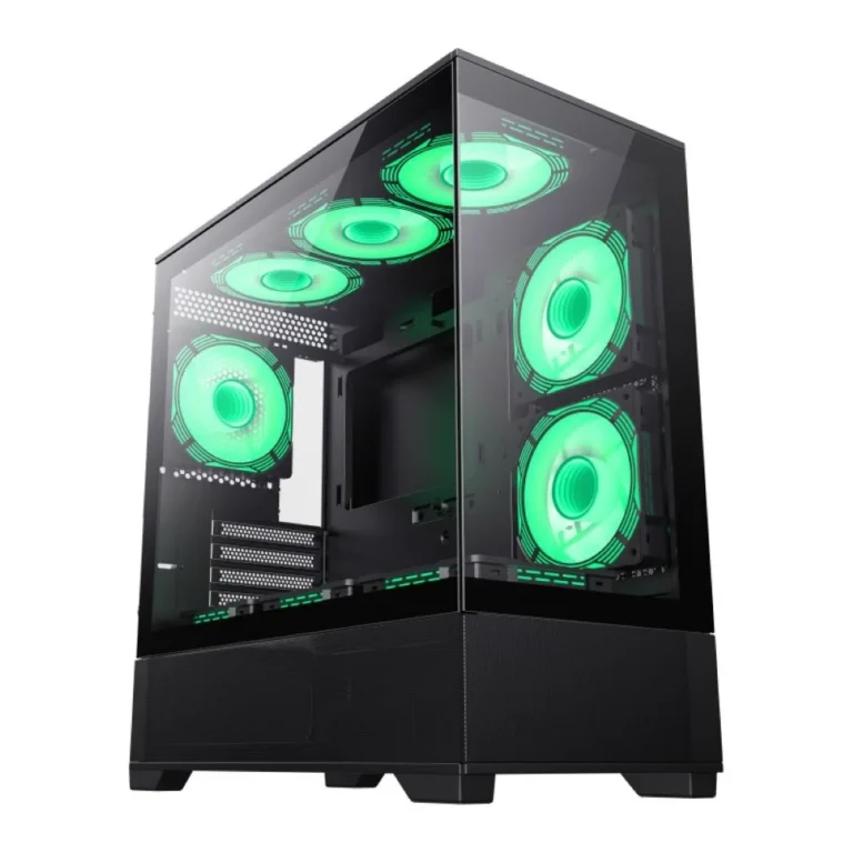 GameMAx Vista MB Micro ATX tower – Aesthetic looks airflow focus Glass to Glass full view – Black