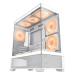 GameMAx Vista MW Micro ATX tower – Aesthetic looks airflow focus Glass to Glass full view – White