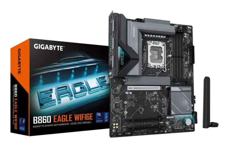 Gigabyte B860 EAGLE WIFI6E Motherboard Intel Core Ultra Series 2 LGA 1851 ATX DDR5 3X M.2 PCIe 5.0 USB-C WIFI6E 2.5GbE LAN EZ-Latch