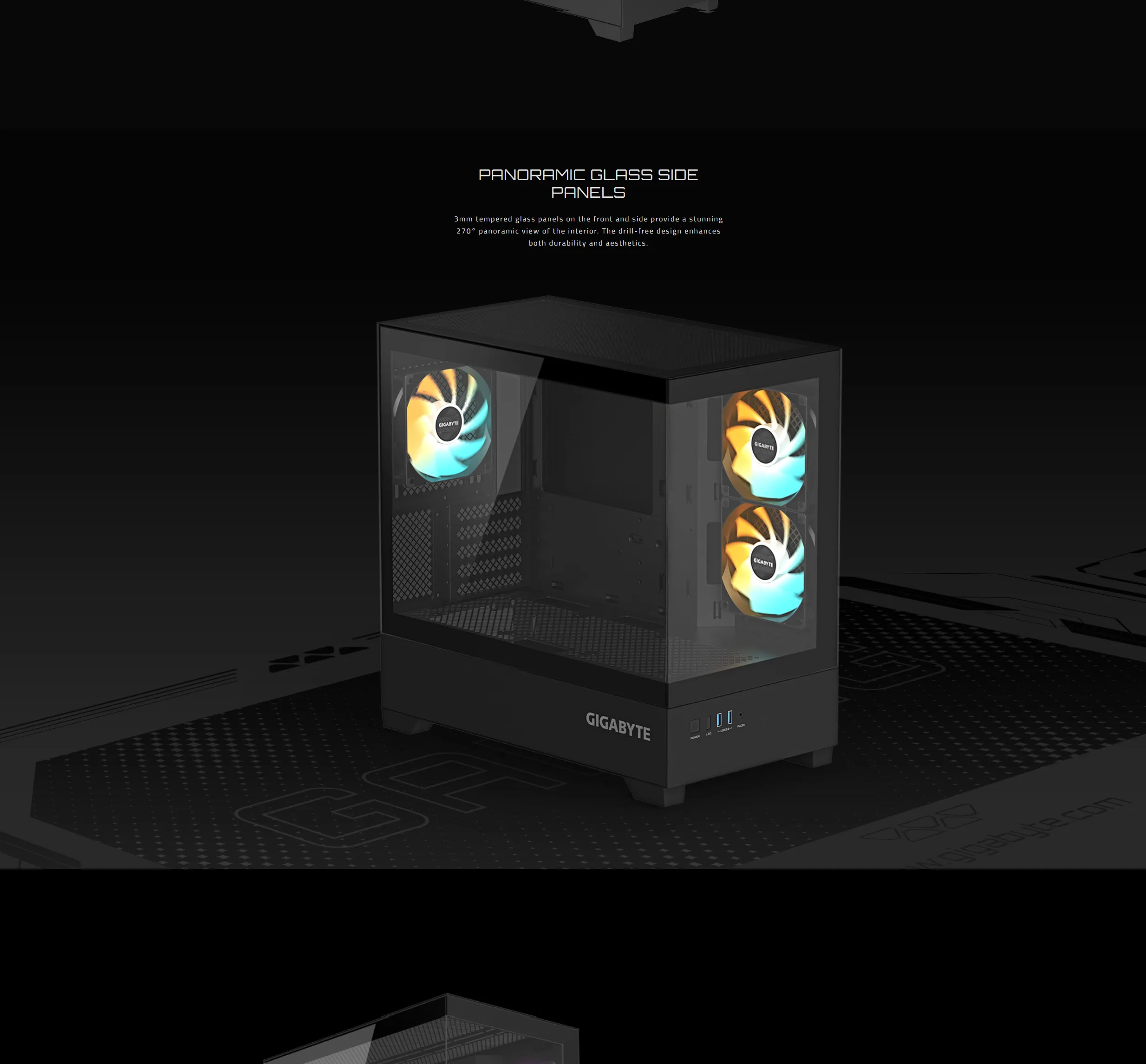 GIGABYTE C201 PANORAMIC Mid Tower Gaming Case - Black - spec 2 - MegaComputer.pk