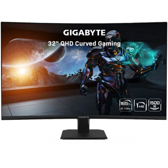 Gigabyte GS32QC 31.5″ QHD 1440p 170Hz 1ms FreeSync Premium Curved Gaming Monitor