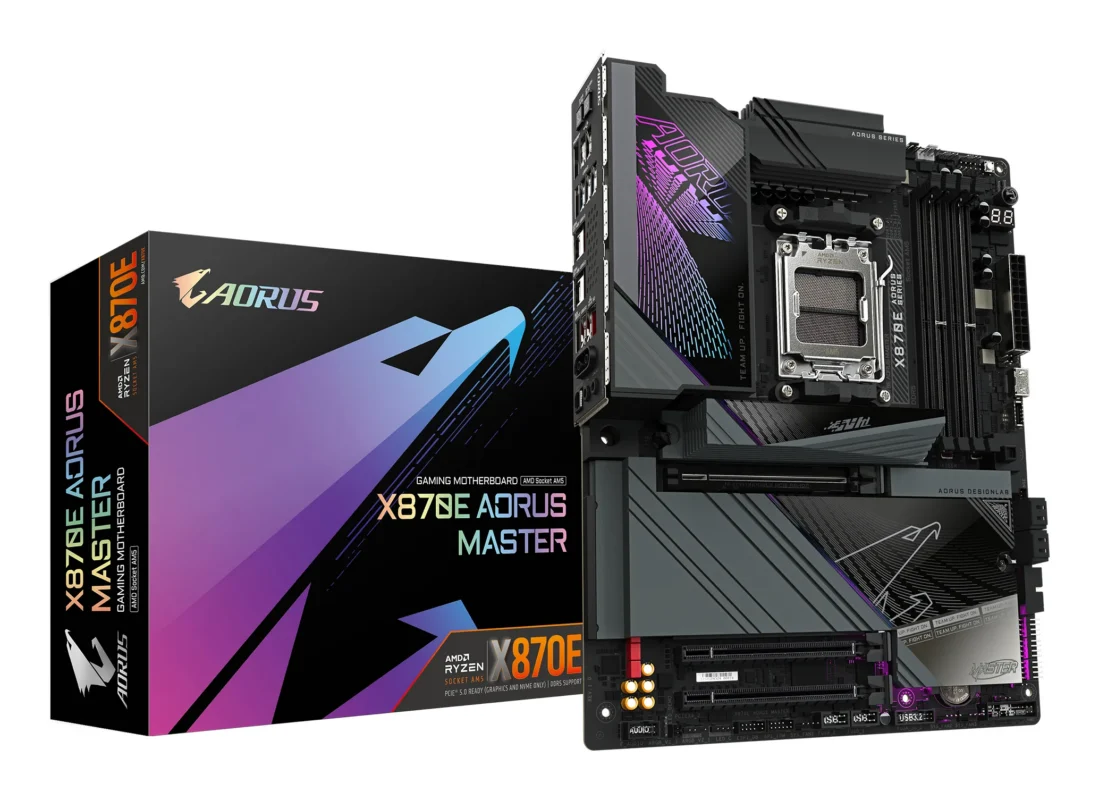 Gigabyte X870E Aorus Master AMD AM5 LGA 1718 Motherboard, ATX, DDR5, 4X M.2, PCIe 5.0, USB4, WIFI7, 5GbE LAN, EZ-Latch