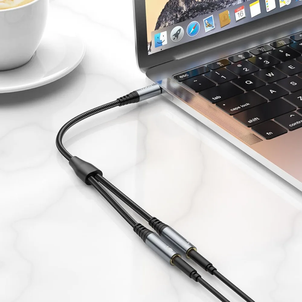 HOCO UPA21 2-in-1 3.5 Headset Audio Adapter Cable (Male to 2x Female)