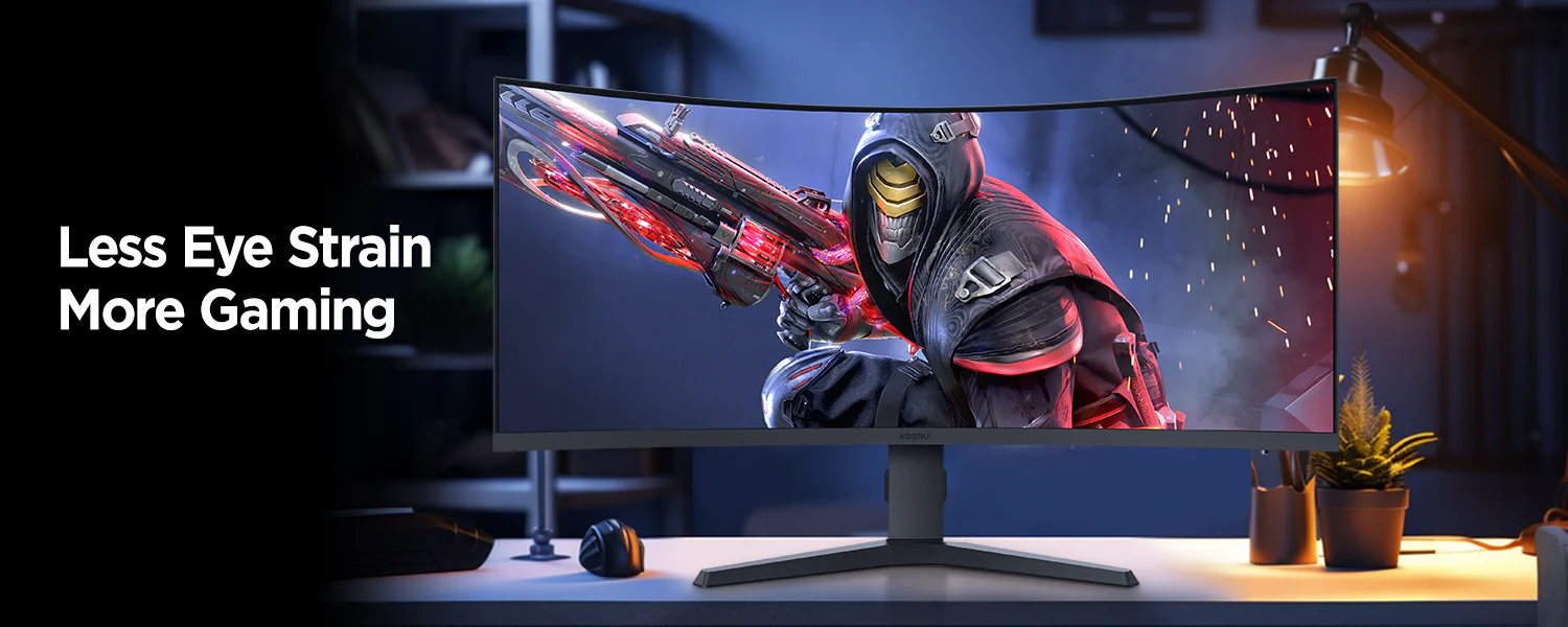 KOORUI 34E6UC 34' 165Hz 1ms VA WQHD Curved 1000R, 100% SRGB, 90% DCI-P3, HDR 400 21:9 Aspect Ratio, FreeSync/G-Sync Tech