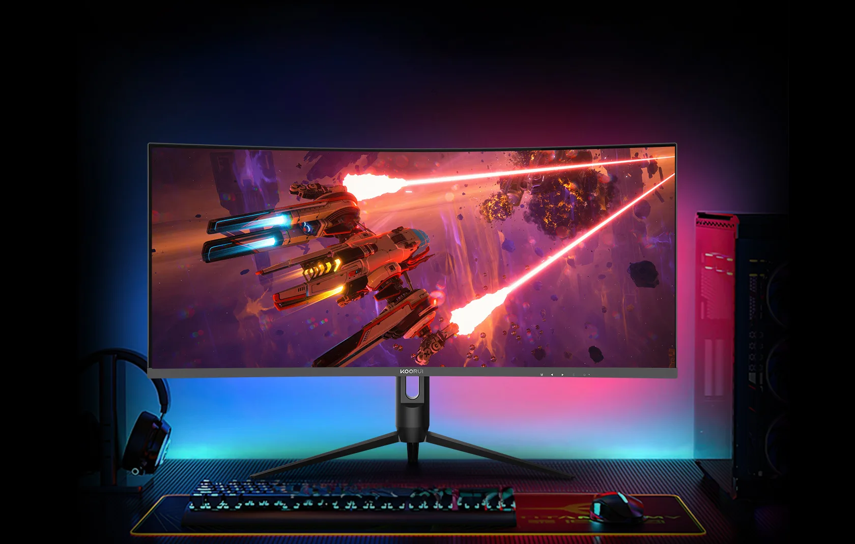 KOORUI G3441XC 34' 240Hz 1ms MPRT sRGB 125%, Adobe RGB 102%, UWQHD VA 1500R Curved Gaming Monitor, HDR 400, 21:9 Aspect 