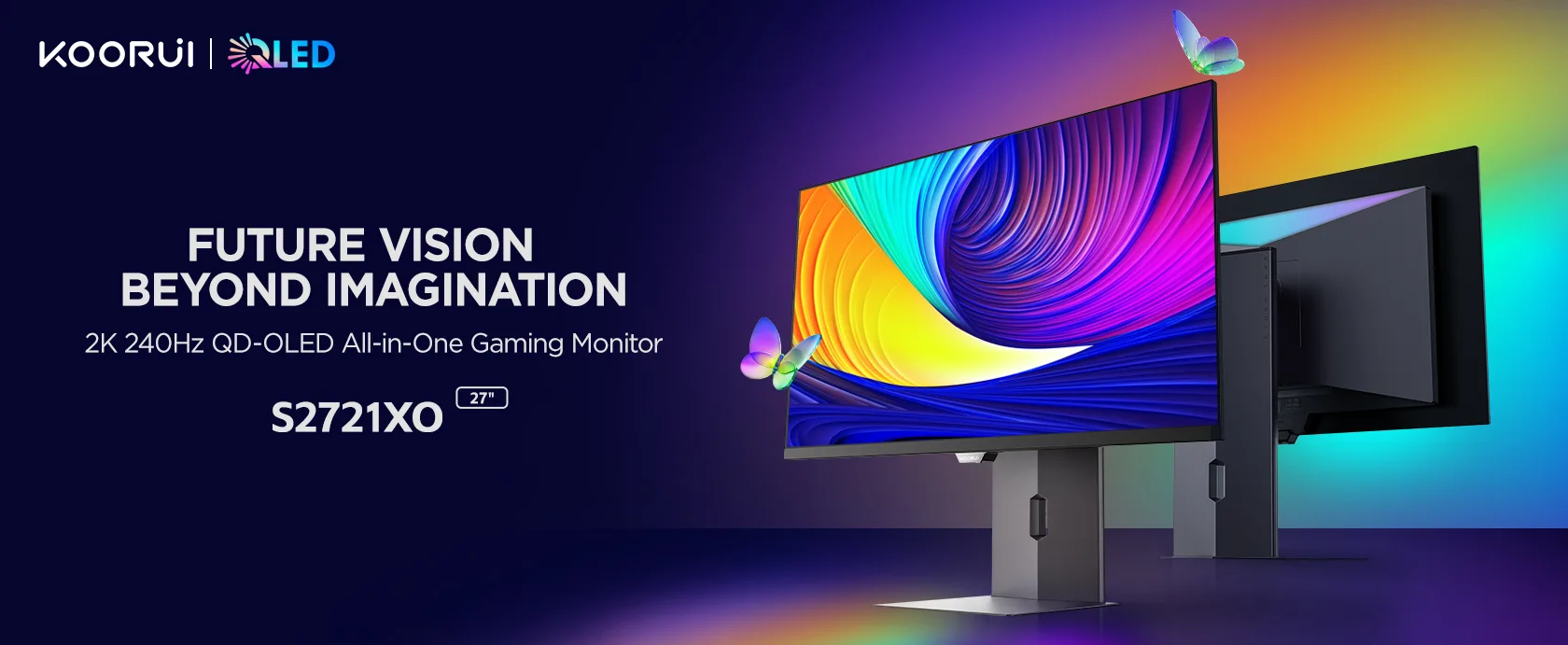 KOORUI S2721XO 27' 240Hz  0.03ms (GtG), 98% DCI-P3 1.07B(10bit) HDR True Black 400 QHD QD-OLED Gaming Monitor, AMD FreeS
