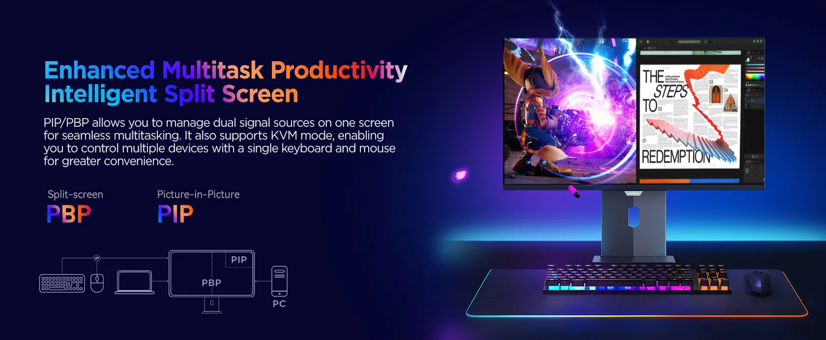 KOORUI S2721XO 27' 240Hz  0.03ms (GtG), 98% DCI-P3 1.07B(10bit) HDR True Black 400 QHD QD-OLED Gaming Monitor, AMD FreeS