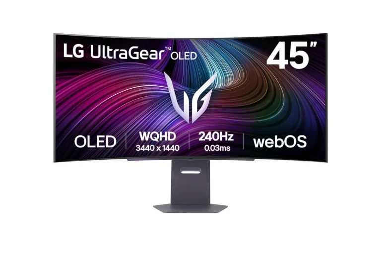 LG UltraGear OLED 45GX90SA-B 45" WQHD 240Hz 0.03ms G-Sync Compatible 800R Curved DCI P3 98.5% Type-C PD 65W HDMI 2.1 Gaming Monitor