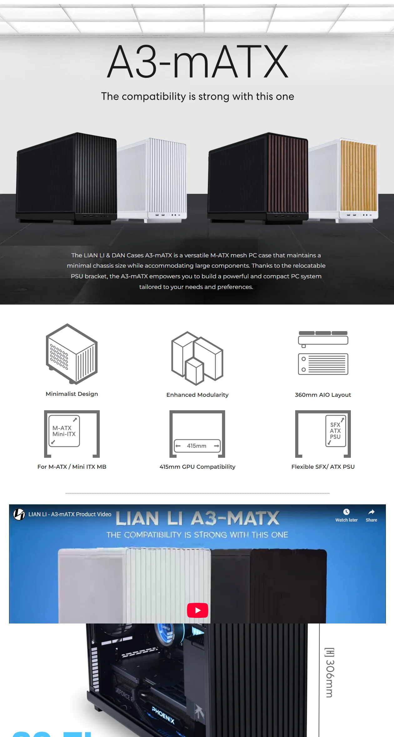 Lian Li A3-MATX Wooden Panel Mini-Tower Case - Black - spec 1 - MegaComputer.pk