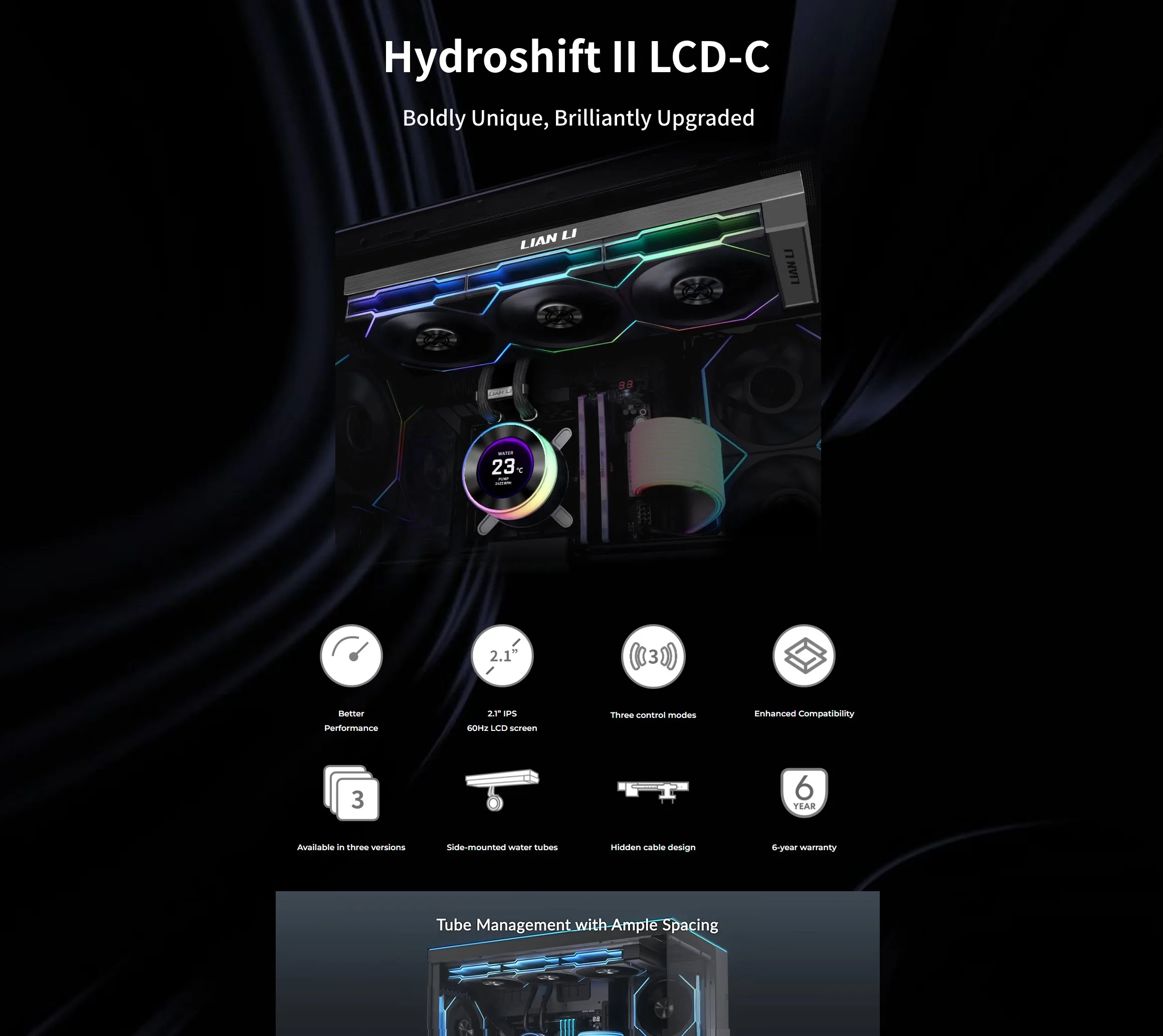 Lian Li HydroShift II LCD-C 360R ARGB 360mm AIO Liquid CPU Cooler - White - spec 1 - MegaComputer.pk