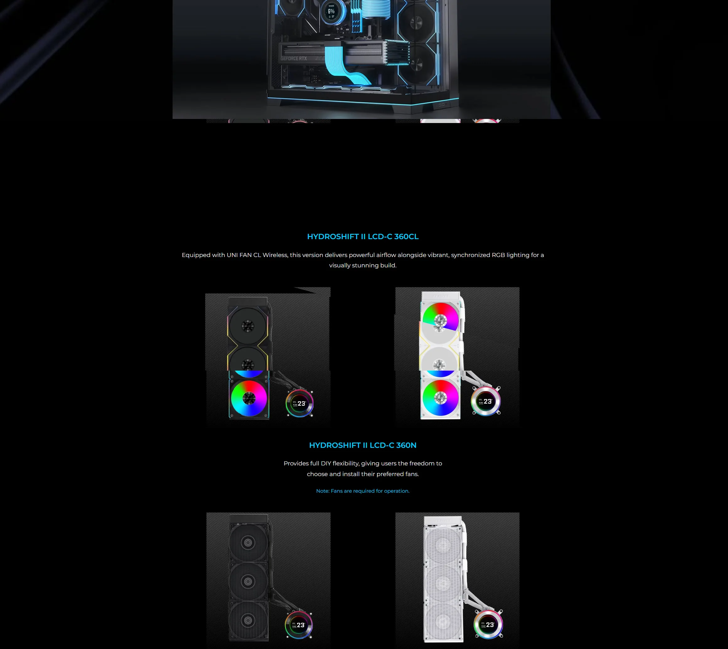 Lian Li HydroShift II LCD-C 360R ARGB 360mm AIO Liquid CPU Cooler - White - spec 2 - MegaComputer.pk
