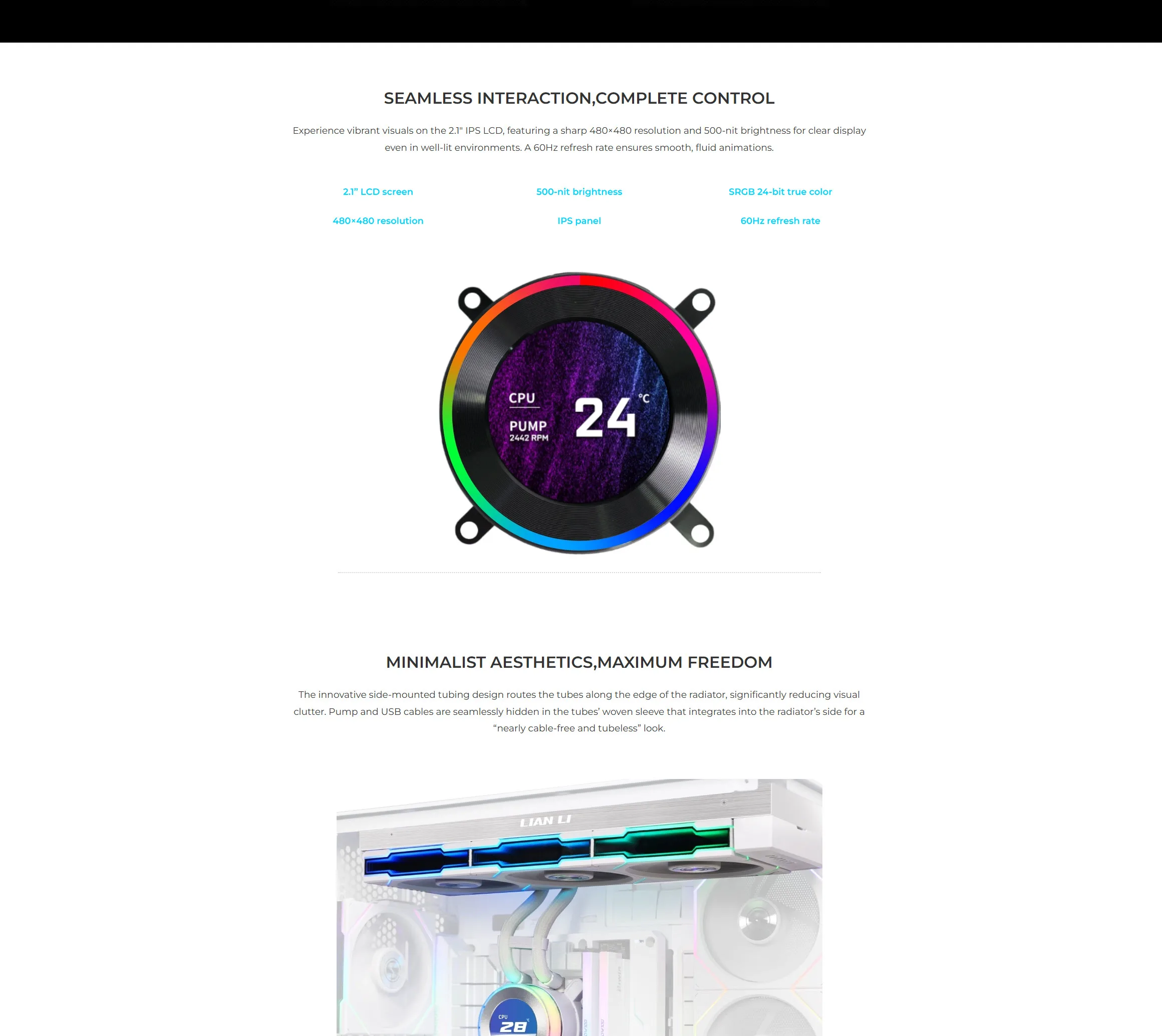 Lian Li HydroShift II LCD-C 360R ARGB 360mm AIO Liquid CPU Cooler - White - spec 3 - MegaComputer.pk