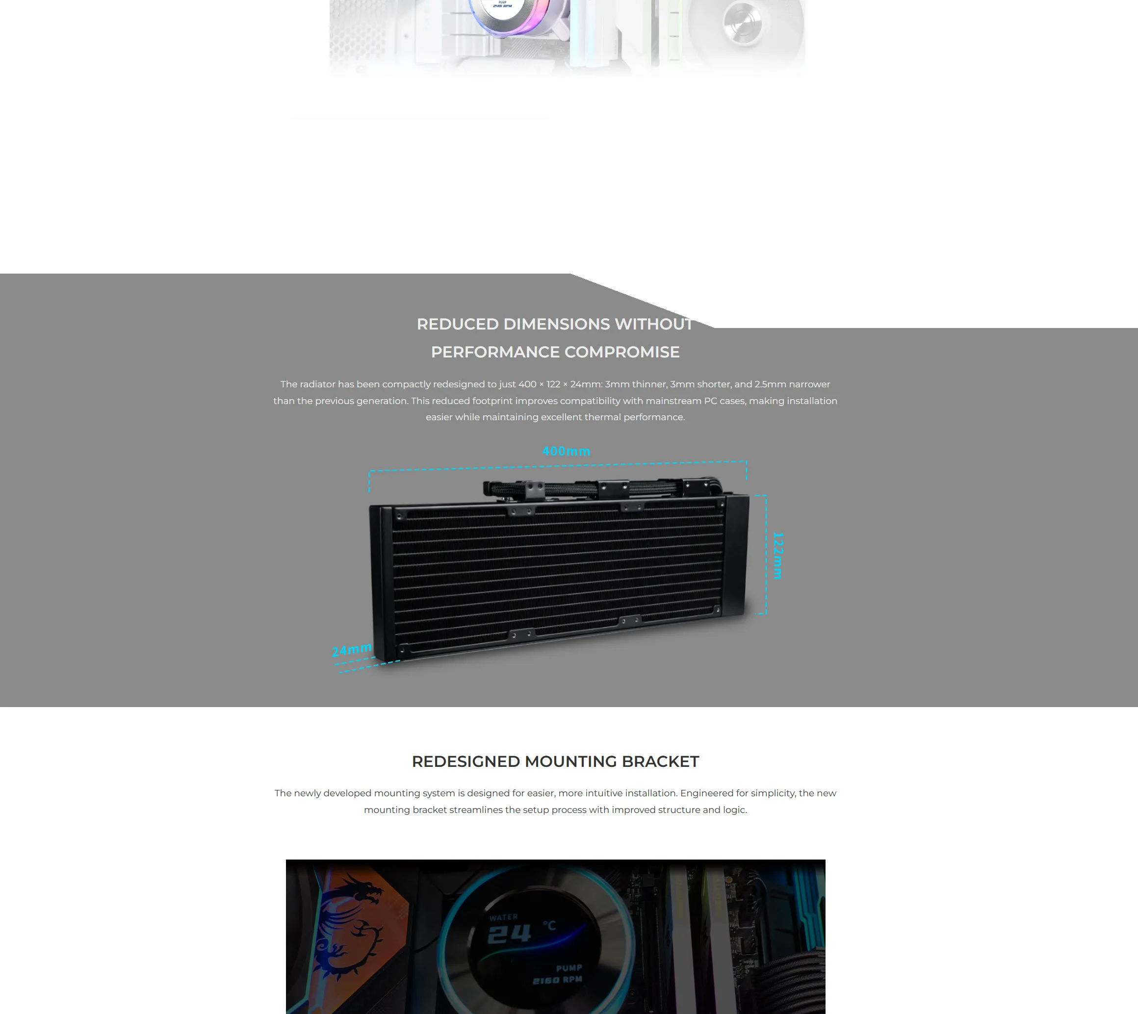 Lian Li HydroShift II LCD-C 360TL ARGB 360mm AIO Liquid CPU Cooler - White (with TL Wireless fans) - spec 4 - MegaComputer.pk
