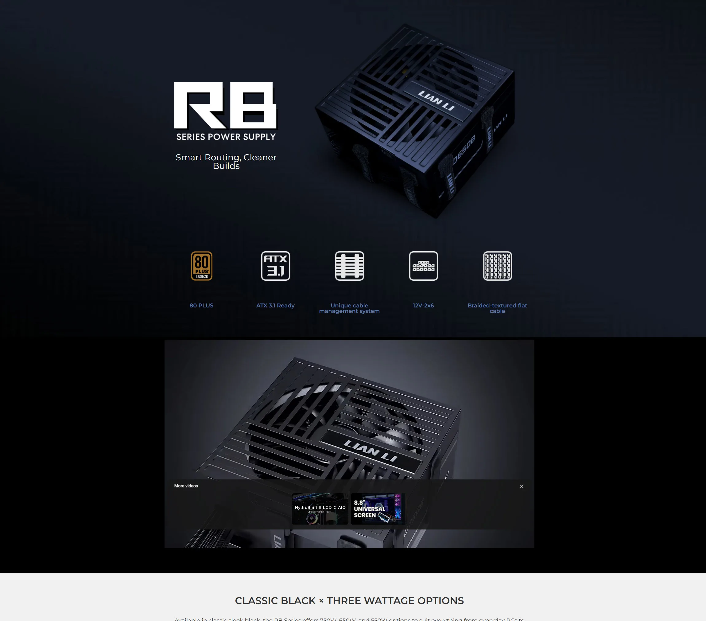 Lian Li RB Series 550W ATX 3.1 PCIe 5.1 80 Plus Bronze Power Supply - spec 1 - MegaComputer.pk