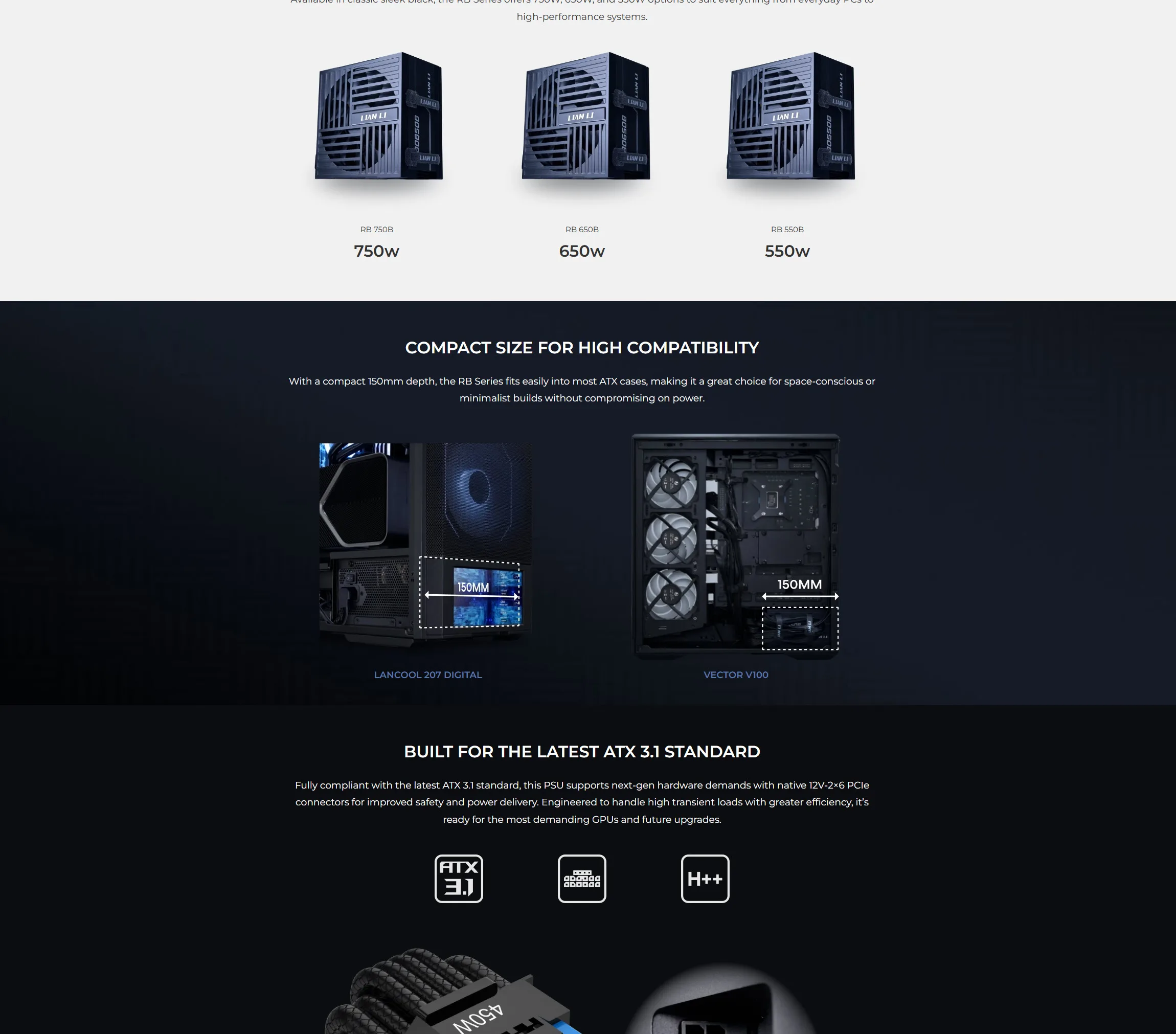 Lian Li RB Series 750W ATX 3.1 PCIe 5.1 80 Plus Bronze Power Supply - spec 2 - MegaComputer.pk