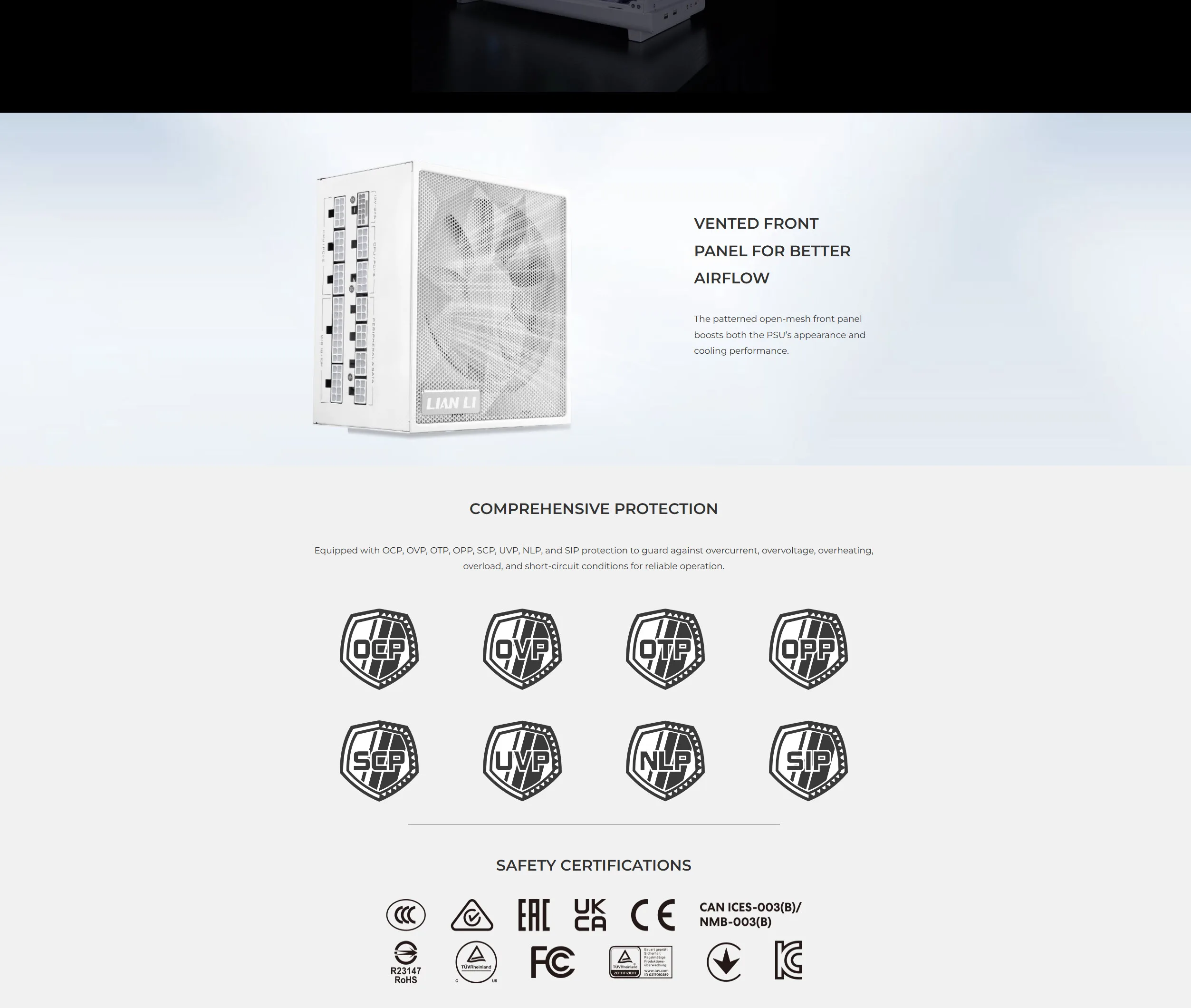 Lian Li SX Platinum 1000W SXP Compact ATX Form Factor Power Supply - White - spec 8 - MegaComputer.pk