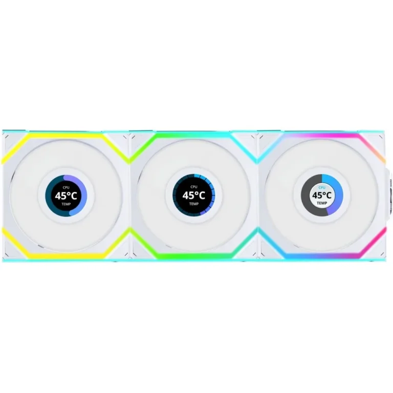 Lian Li Uni Fan SL120 Wireless LCD ARGB Case Fan White – Triple Pack