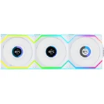 Lian Li Uni Fan SL120 Wireless LCD ARGB Reverse Blade Case Fan White – Triple Pack