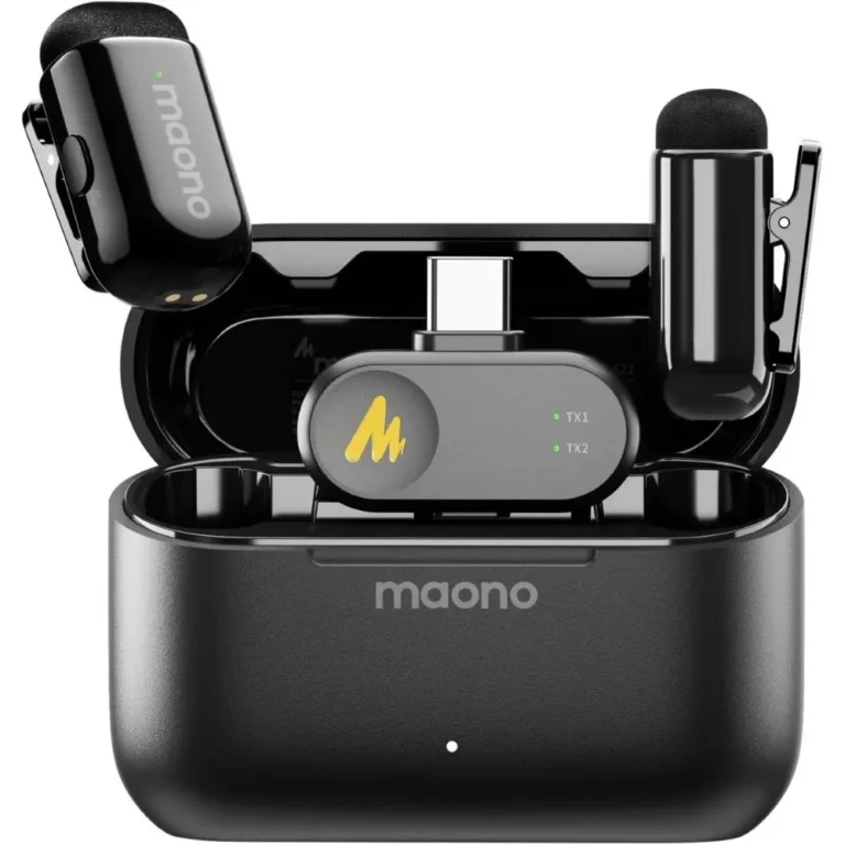 Maono Wave T1 Mini PC2 Wireless Lavalier Microphone for iPhone 17 16 15 &amp Android with USB-C Plug Noise Cancellation AI Voice Filter 30H Used with Charging Case for Video Recording TikTok YouTube