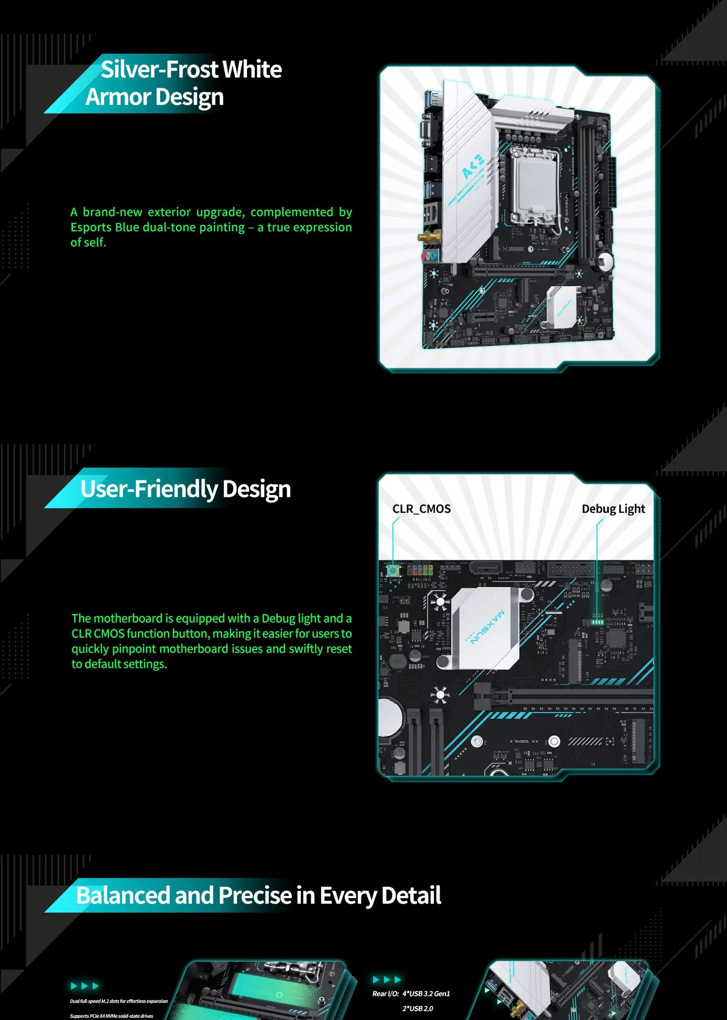 Maxsun B760M GAMING WIFI ACE-D5 DDR5 Intel Micro-ATX Motherboard - spec 3 - MegaComputer.pk