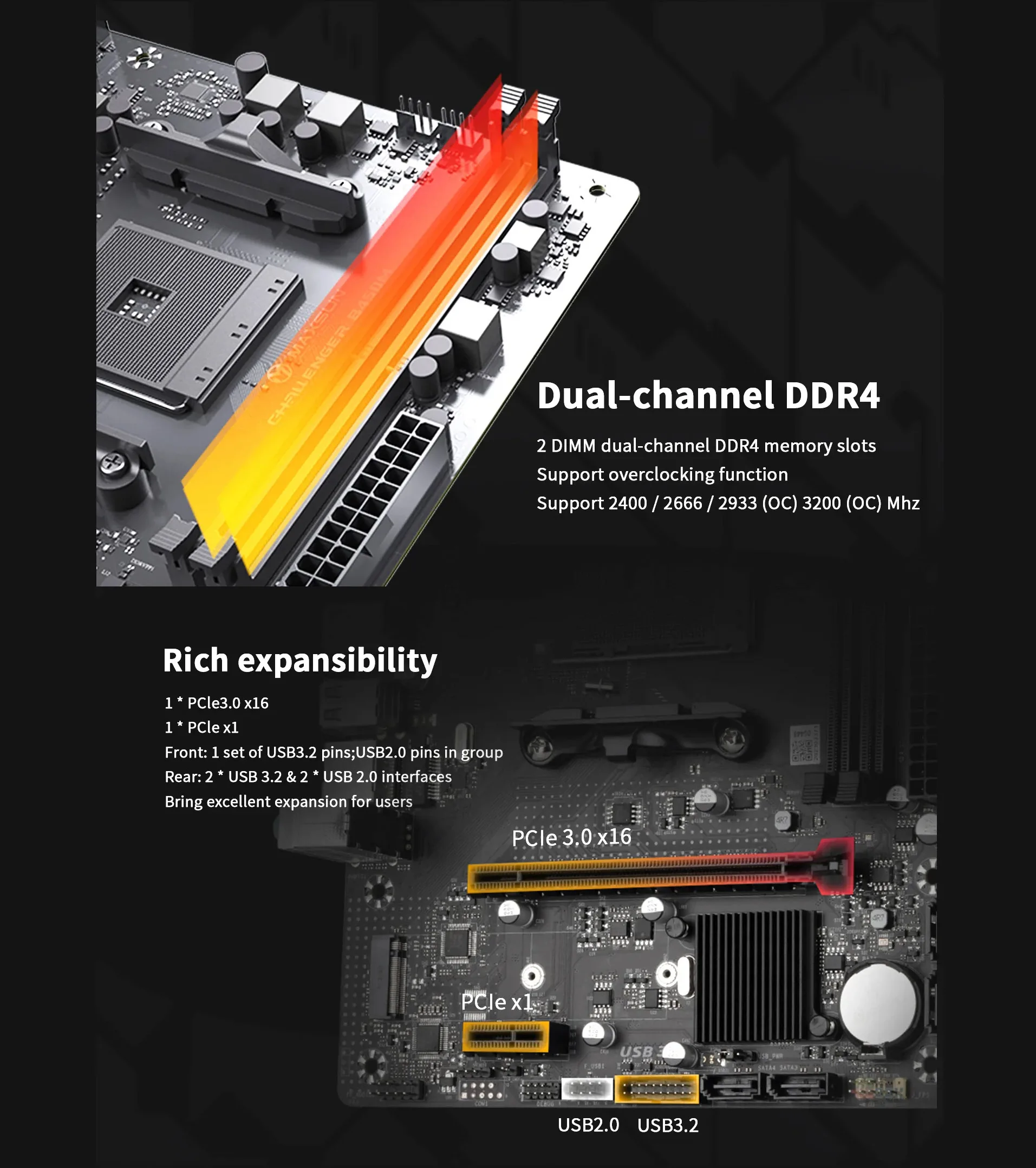 Maxsun Challenger B450M AMD AM4 MicroATX Motherboard - spec 3 - MegaComputer.pk