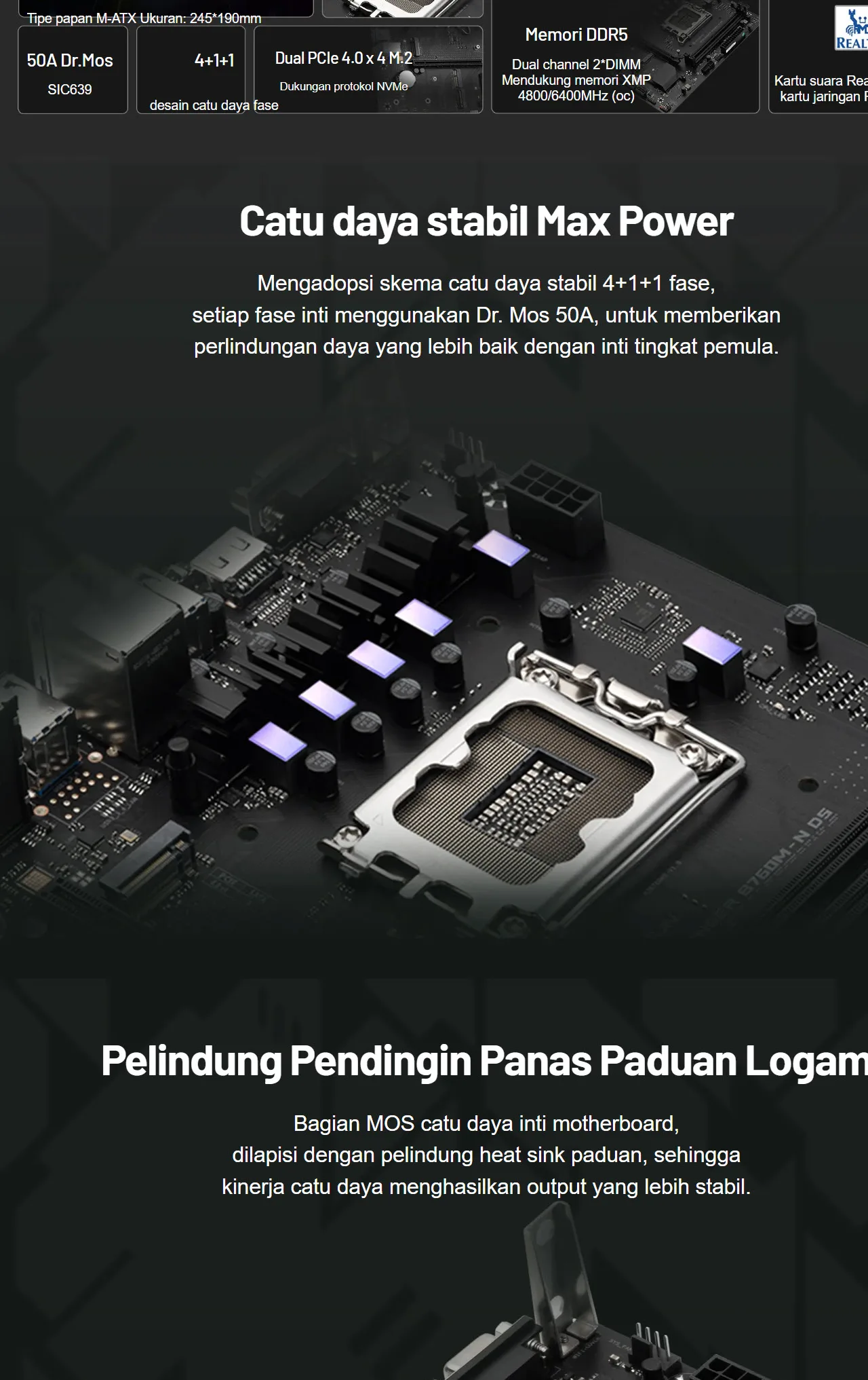 Maxsun Challenger B760M-N D5 V2 Intel 12/13th Gen microATX Motherboard - spec 2 - MegaComputer.pk