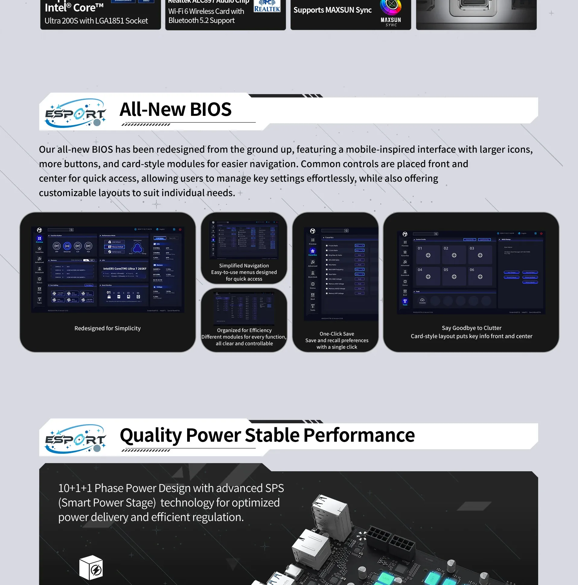 Maxsun eSport B860M Sniper Wifi DDR5 Intel Ultra Series 2 microATX Motherboard - spec 2 - MegaComputer.pk