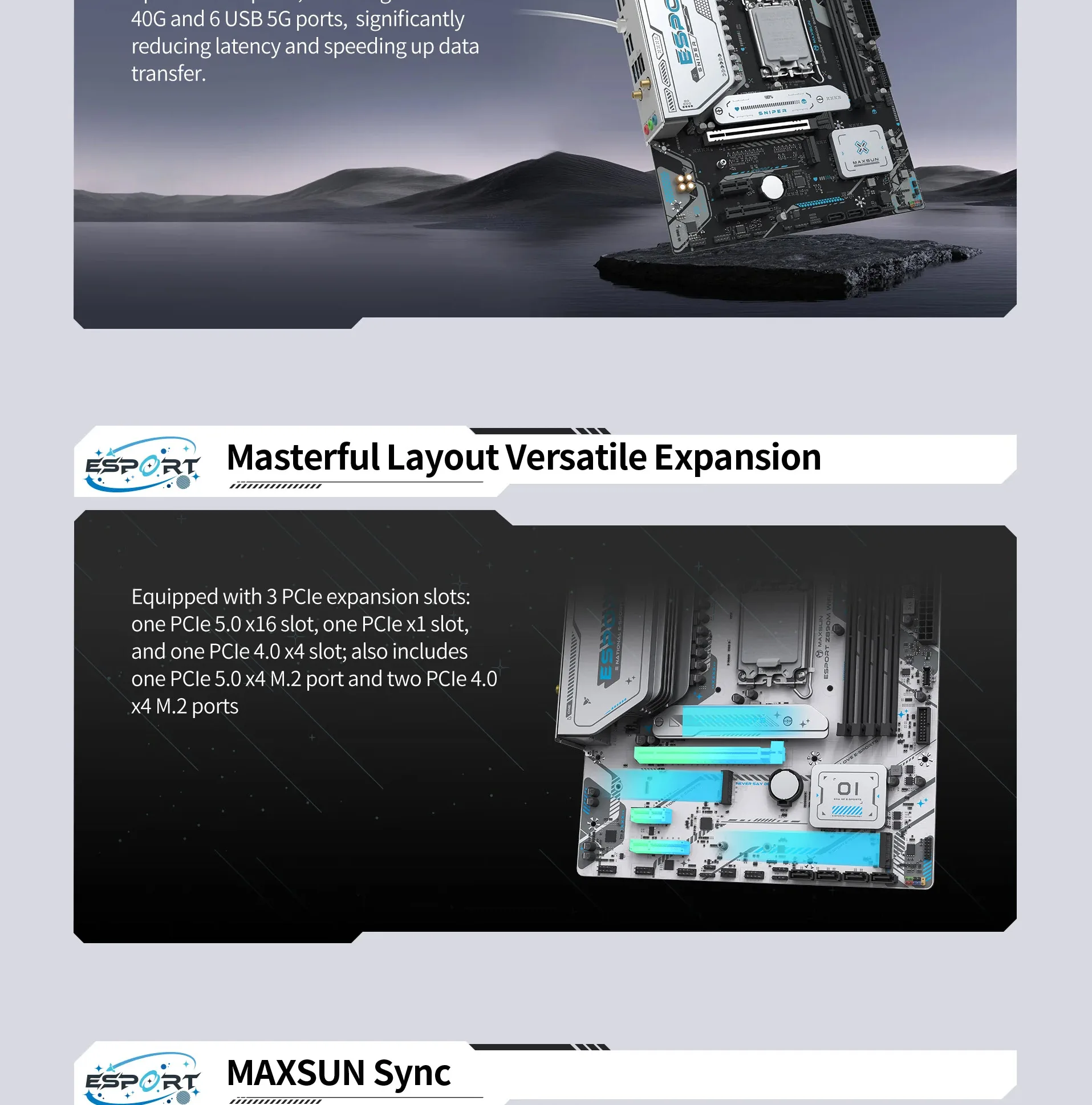 Maxsun eSport B860M Sniper Wifi DDR5 Intel Ultra Series 2 microATX Motherboard - spec 4 - MegaComputer.pk