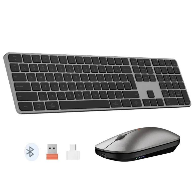 Meetion iKey C230 Ultra-Thin Full-Size Space Gray Wireless Office Combo – Black
